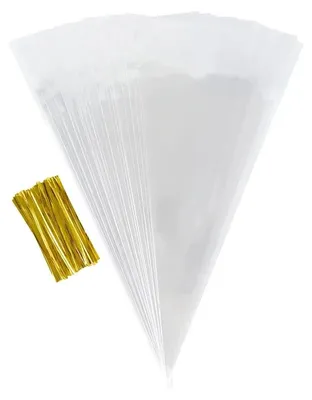 Image de Sacs en cellophane transparent, 100 pièces, avec fermeture à rabat, dimensions : 17 x 37 cm, quantité : 100 pièces