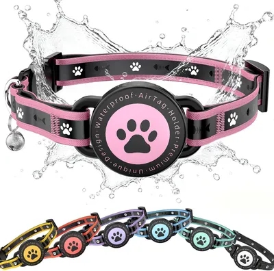 Imagen del producto de Collar para gatos con soporte para AirTag, reflectante, ajustable de 20 a 27 cm, para gatos