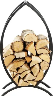 Image de Rack à bûches FISH forme poisson en acier noir 50x25x90 cm