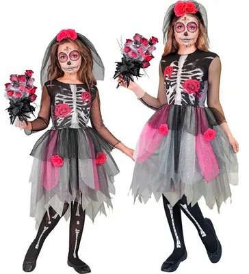 Zdjęcie produktu dla Kostium "Małe szkielety" dla dziewczynki, idealny na Halloween, kolor różowy, rozmiar 116