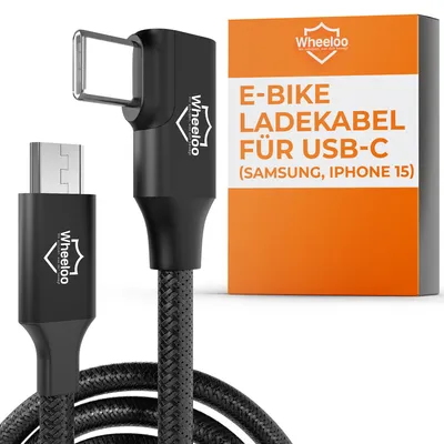 Produktbild von WHEELOO Ebike Ladekabel für USB C (IPhone 15 oder neuer sowie Android) I für zB. Bosch, Yamaha, Impulse, BH Bikes E-Bike Display I Micro USB zu USB-C