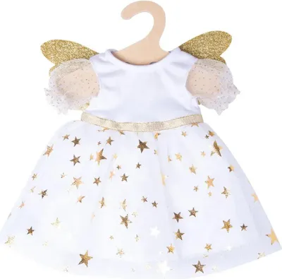 Produktbild von Heless 9152 - Kleid für Puppen im Design Schutzengel, mit goldenen Flügeln und S