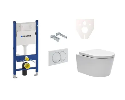 Obrázek produktu pro Cenově zvýhodněný závěsný WC set Geberit do lehkých stěn / předstěnová montáž + WC SAT Brevis