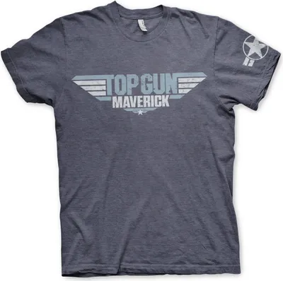 Produktbild von Top Gun Maverick Distressed Logo T-Shirt - X-Large - NavyHeather