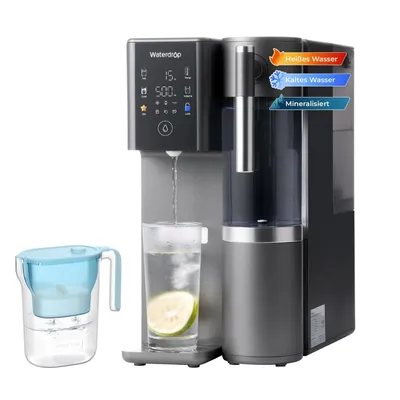 Produktbild von Waterdrop A2G Mineral-Heiß- & Kaltwasser-Umkehrosmoseanlage mit einer zusätzlichen WD-PT-05B-L Wasserfilterkanne