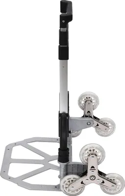 Obrázek produktu pro Hliníkový schodolez - Skládací vozík na pytle - Nosnost 75 kg, 70 kg na schodech - Dvě sady trojúhelníkových koleček (6 koleček) - Složený 39 × 10 × 63 cm - Stříbrný