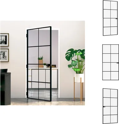 Produktbild von vidaXL Innentür Schwarz 93x201,5 cm Hartglas & Aluminium Schlank - Haustüren