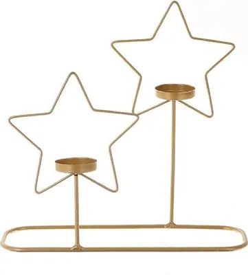 Produktbild von Teelichthalter Advent Sternform I gold I Metall Kerzenhalter Advent