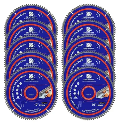 Immagine prodotto di Disco circolare per alluminio e plastica, diametro 255 mm, 80 denti, 10 pezzi, carburo di tungsteno TCG