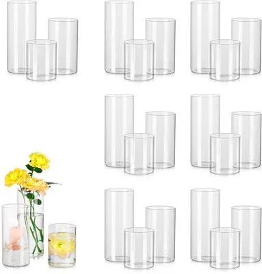 Produktbild von Gläserne Zylinder-Vasen-Set für Teelichter und Dekoration, 10-20cm