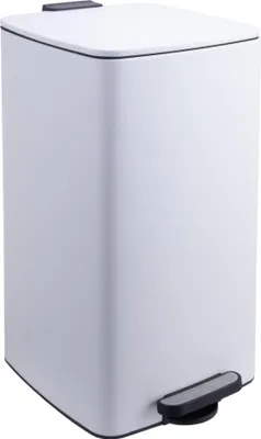 Obrázek produktu pro Relaxdays Kuchyňský odpadkový koš, 30 litrů, automatické zavírání, vyjímatelný vnitřní koš, matný kov, hranatý koš s pedálem, bílý