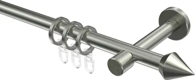 Produktbild von Interdeco Gardinenstange / Vorhangstange Edelstahl-Optik, Typ Sinux Castello (Doppelkegel), 16 mm Ø 1-läufig, 120 cm