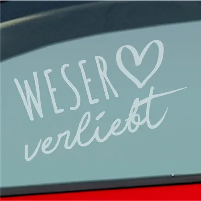 Produktbild von Auto Aufkleber Weser verliebt Herz Fluss Wasser Water Liebe Car 19x10 cm Milchglas Sticker Heckscheibenaufkleber