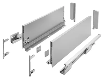 Produktbild von GTV AXIS PRO Schubladensystem, 18 mm Platte, H=168 mm, L=350 mm, mit Soft-Close, Vollauszug, grau – Ladung [kg]: 40; Abdeckung: Lack | Högert Technik