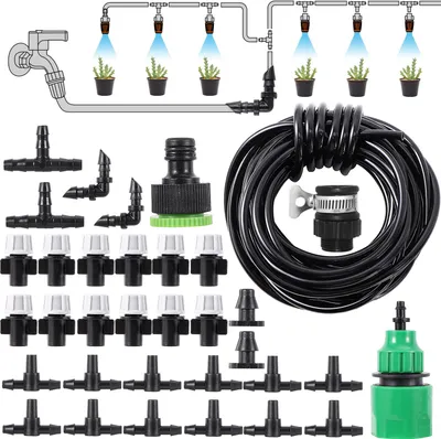 Produktbild von Garten Bewässerung Kit mit 10m Schlauch Pflanzen Bewässerungsset Automatische Sprinkler Bewässerungssystem Bewässerungsgerät
