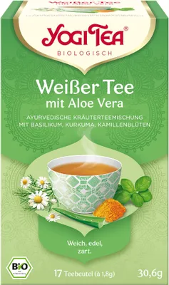 Produktbild von Yogi Tea Weisser Tee mit Aloe Vera | 17 Beutel | Kräuter- & Weißtee | | vegan
