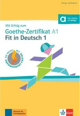 Cover of a German language learning book for the Goethe-Zertifikat A1 exam.