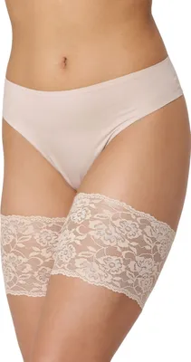 Produktbild von Merry Style Oberschenkelbänder Selbsttragende, elastische Oberschenkelbänder Anti-Reibung mit Spitze und Silikonbändern Oberschenkelband MS10-436 (Beige, 4XL) .