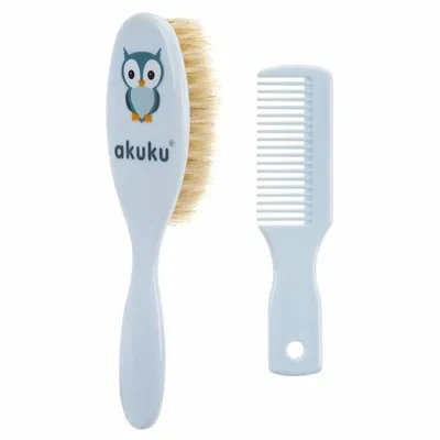 Produktbild von AKUKU Kamm und Bürste mit Naturborsten BLAU