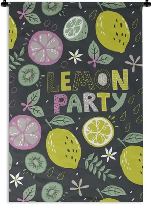 Produktbild von MuchoWow® Wandteppich Wandbehang Sommer - Zitronen - Zitat 60x90 cm Tapisserie Dekoration Wandtuch - Foto-Teppich - Abwaschbar