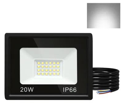 Produktbild von Peviasot LED Strahler Außen 20W, IP66 LED Fluter 120°, Kaltweiß 6000K, 1m Kabel ohne Stecker, 5er Set