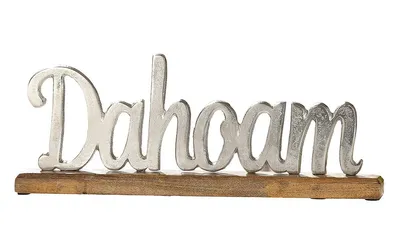 Image de Gilde Schriftzug, "Dahoam", Aluminium, Mangoholz, silberfarben, VE 3, L. 5 cm, B. 43 cm, H. 17 cm 48915 4009079489156