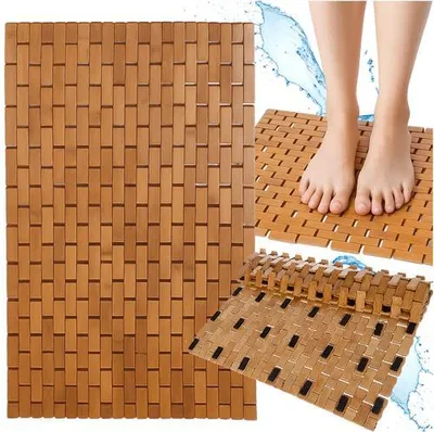 Image de Tapis de bain antidérapant en bambou, écologique, 61 x 40 cm