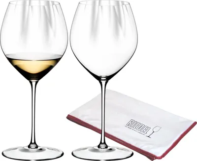Produktbild von Riedel PERFORMANCE Chardonnay Glas 2er Set + Poliertuch