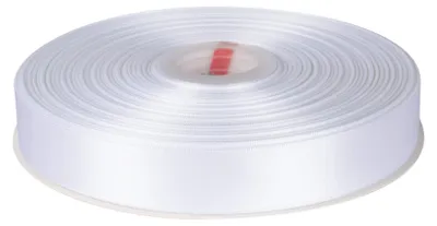Satinband 25 mm x 91 m, Polyester, Weiß, für Geschenke & Deko