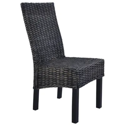 Imagen del producto de vidaXL: 6 sillas de comedor, color negro, hechas de ratán Kubu y madera de mango