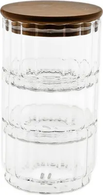 Produktbild von Aufbewahrungsbehälter aus Glas mit Holzdeckel, 3-teilig - stapelbar