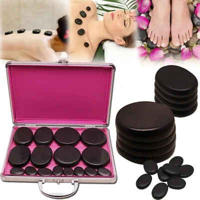 Produktbild von Set mit 16 Hot Stone Massage-Steinen für Entspannung