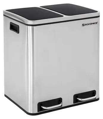 Produktbild von Mülltrennbehälter 30 Liter, Treteimer, silber, 41 x 36 x 47 cm