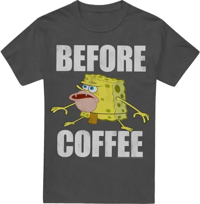 Produktbild von SpongeBob SquarePants - "Before Coffee Meme" T-Shirt für Herren/Damen Uni TV18385 (S) (Holzkohle)