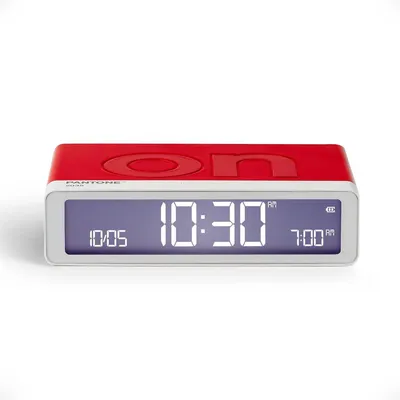 Produktbild von Digitaler Design Wecker mit Ein-/Aus-Wendefunktion, wiederaufladbar, LED-Display, USB-C, Reisewecker, leise, kompakt für Schlafzimmer