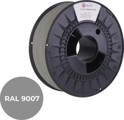 Obrázek produktu pro Tisková struna (filament) C-TECH PREMIUM LINE, PETG, šedý hliník, RAL9007, 1,75mm, 1kg