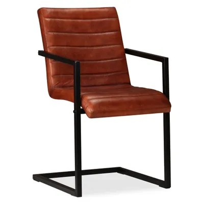 Image de vidaXL Chaises de salle à manger 6 pcs. Cuir véritable Marron