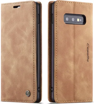 Image de Galaxy S10E Case, RetroPolyuréthaneLeather Case, Card Pockets, Magnetic Closure, Case with Stand Function for Samsung Galaxy S10E Brown