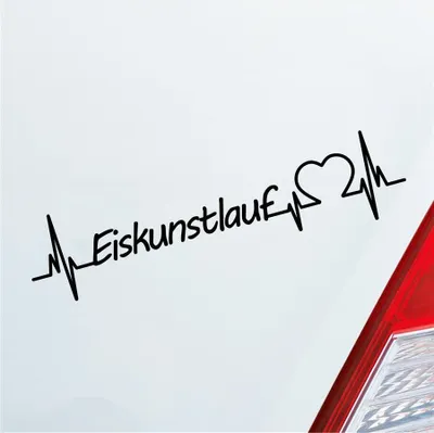 Produktbild von Auto Aufkleber Eiskunstlauf Herzschlag Wintersport Eis Sport Liebe 19x5 cm Schwarz Matt Sticker Heckscheibenaufkleber