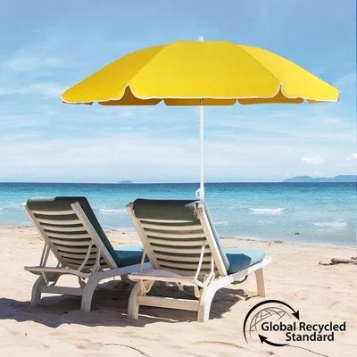 Productafbeelding van 160-cm parasol strandscherm met beschermhoes - balkon tuin terras - hellingshoek hoogte verstelbaar UV20+