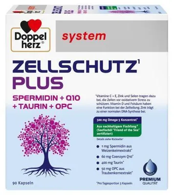 Produktbild von Doppelherz Zellschutz Plus Spermid.+Q10+Taurin+Opc 90 St