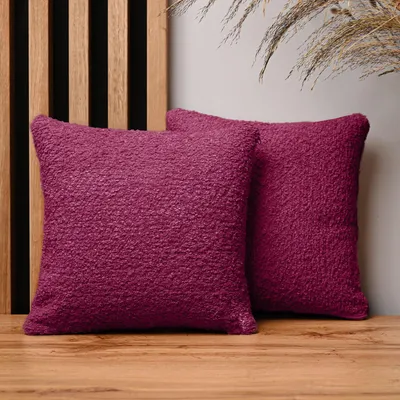 Produktbild von MG Design 2er Set Kissenbezüge 30 x 30 cm in Rosa - mit Reißverschluss, fein gewebt mit Chenille-Haptik, pflegeleich