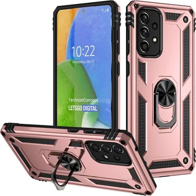 Produktbild von Mobigear Armor Ring  Samsung Galaxy A73 Hülle Hardcase Backcover Stoßfest mit Ringhalter - Roségold