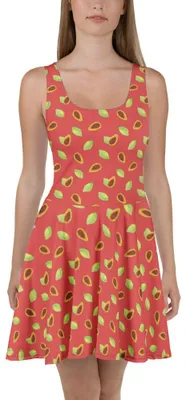 Produktbild von Mr. & Mrs. Panda Kleid Obst Papaya XS - Rot - Geschenk, Sommerkleid, Damen-Sommerkleid, A-Linien-Kleid, Strandkleid, Minikleid, Muster, Papapya, Papayas