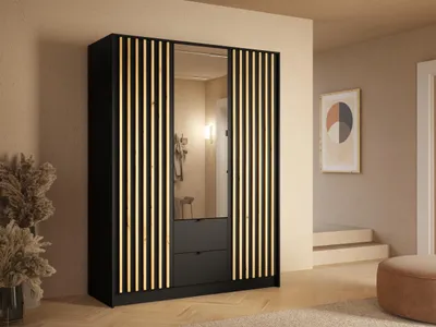 Zdjęcie produktu dla Katania 19 - Szafa (3D2Sz) Pu1001 Czarny Onyx Pu1001 Czarny Onyx 19 B