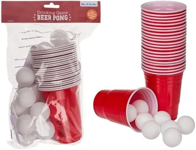 Productafbeelding van Beer Pong-set - Complete set met 15 ballen en 22 bekers van 550 ml - Herbruikbaar