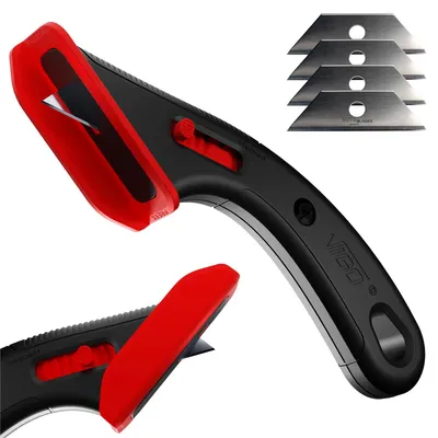 Produktbild von 2 in 1 VIGO Kartonmesser, Kartonschneider und Paketöffner, zum sicheren Öffnen von Paketen und Kartons, zum Zerkleinern von Kartons, beidhändig nutzbar für Haushalt, Versand und Lager