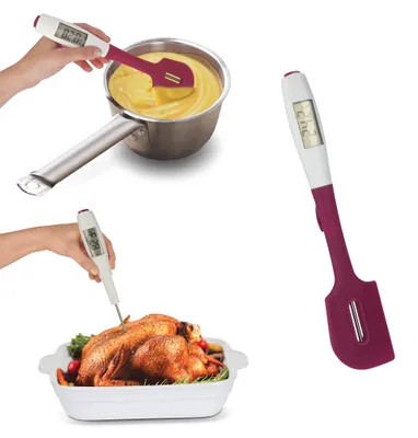 Produktbild von Metaltex Silikonteigschaber mit Digitalthermometer, LR44, 1,5 V, 300 mm, 1 Stück(e)