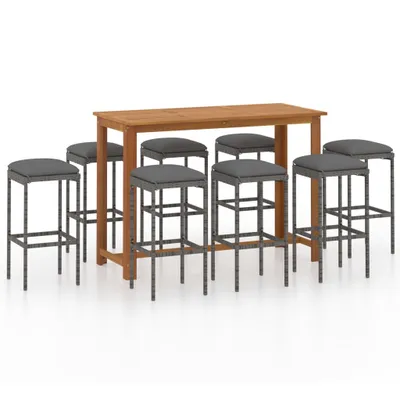 Produktbild von vidaXL 9-tlg. Gartenbar-Set mit Kissen Grau