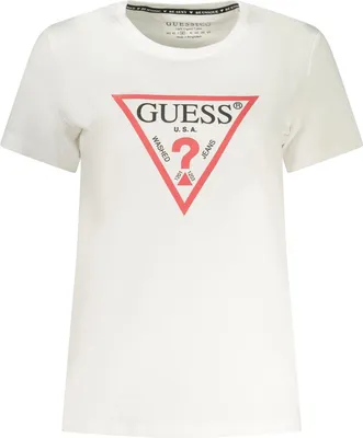 Produktbild von Damen T-Shirt Weiß Rundhals Baumwolle mit Druck und Logo